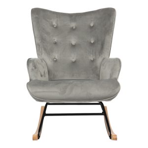 255 000029 2 14 Rocking armchair Georgia pakoworld velvet fabric grey-natural 75x71x95cmIndoor furniture > Living room armchairs