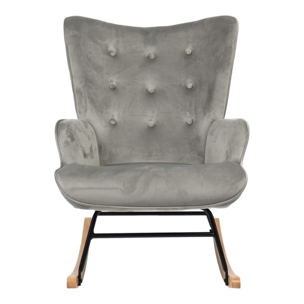 255 000029 2 14 Rocking armchair Georgia pakoworld velvet fabric grey-natural 75x71x95cmIndoor furniture > Living room armchairs