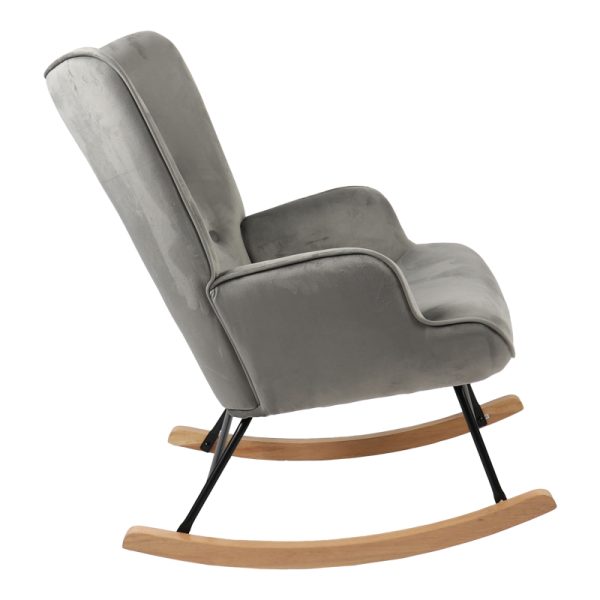 255 000029 3 14 Rocking armchair Georgia pakoworld velvet fabric grey-natural 75x71x95cmIndoor furniture > Living room armchairs