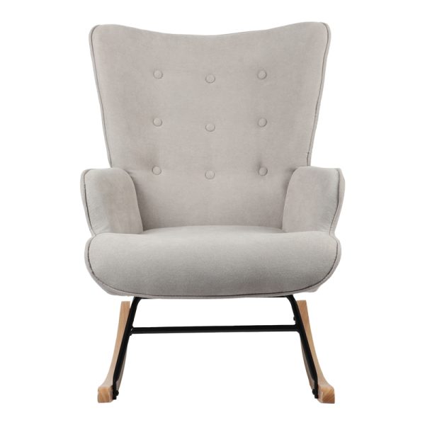 255 000030 2 15 Rocking armchair Georgia pakoworld fabric light grey-natural 75x71x95cmIndoor furniture > Living room armchairs