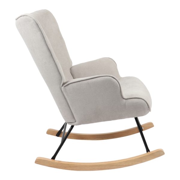 255 000030 3 15 Rocking armchair Georgia pakoworld fabric light grey-natural 75x71x95cmIndoor furniture > Living room armchairs