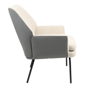 255 000042 3 2 Armchair Kieran pakoworld fabric beige-grey - black leg 67x89x86cmIndoor furniture > Living room armchairs