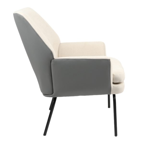 255 000042 3 2 Armchair Kieran pakoworld fabric beige-grey - black leg 67x89x86cmIndoor furniture > Living room armchairs