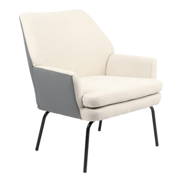 255 000042 5 Armchair Kieran pakoworld fabric beige-grey - black leg 67x89x86cmIndoor furniture > Living room armchairs