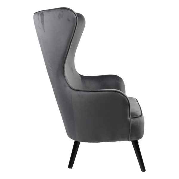 255 000056 2 4 Armchair Byfon pakoworld anthracite velvet and rubberwood leg in black shade 76x83x117cmIndoor furniture > Living room armchairs