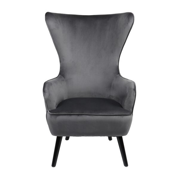 255 000056 3 4 Armchair Byfon pakoworld anthracite velvet and rubberwood leg in black shade 76x83x117cmIndoor furniture > Living room armchairs