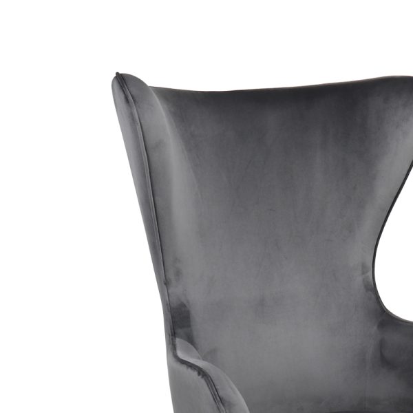 255 000056 4 4 Armchair Byfon pakoworld anthracite velvet and rubberwood leg in black shade 76x83x117cmIndoor furniture > Living room armchairs