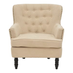 255 000057 3 5 Αrmchair Keisi pakoworld beige fabric-rubberwood leg in black shade 81.5x84x92.5cmSPRING OFFERS