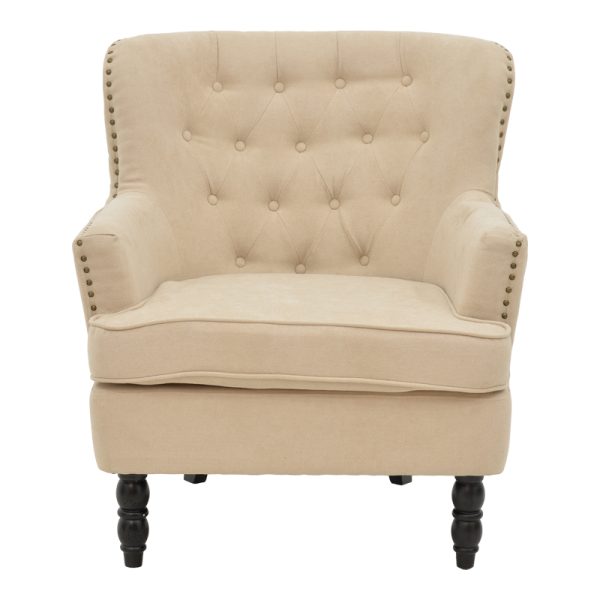 255 000057 3 5 Αrmchair Keisi pakoworld beige fabric-rubberwood leg in black shade 81.5x84x92.5cmSPRING OFFERS