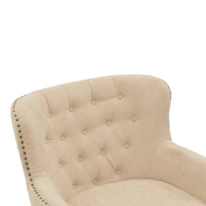 255 000057 4 5 Αrmchair Keisi pakoworld beige fabric-rubberwood leg in black shade 81.5x84x92.5cmSPRING OFFERS