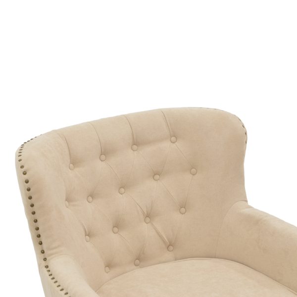 255 000057 4 5 Αrmchair Keisi pakoworld beige fabric-rubberwood leg in black shade 81.5x84x92.5cmSPRING OFFERS