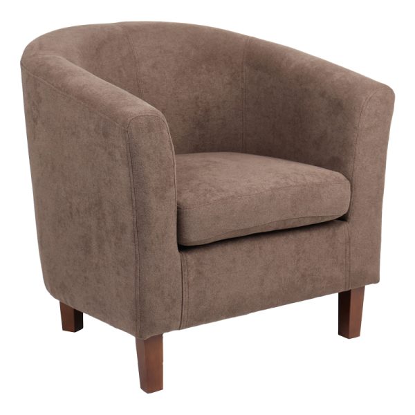 255 000060 5 Armchair Tronmo pakoworld dark brown fabric and rubberwood leg in walnut shade 75x69x75cmIndoor furniture > Living room armchairs
