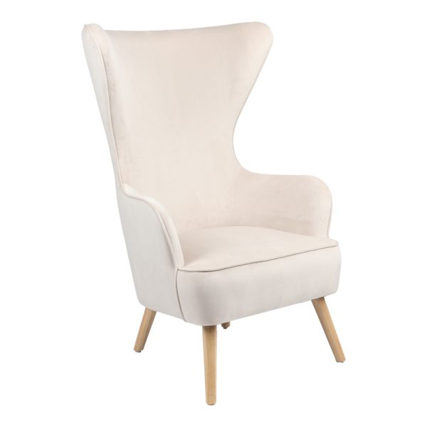255 000062 7 Armchair Byfon pakoworld cream velvet-rubberwood leg in natural color 76x83x117cmSPRING OFFERS