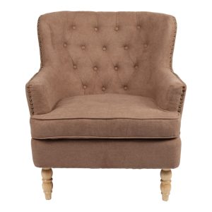 255 000065 3 2 Armchair Keisi pakoworld brown fabric-natural wooden leg 81.5x84x92.5cmIndoor furniture > Living room armchairs