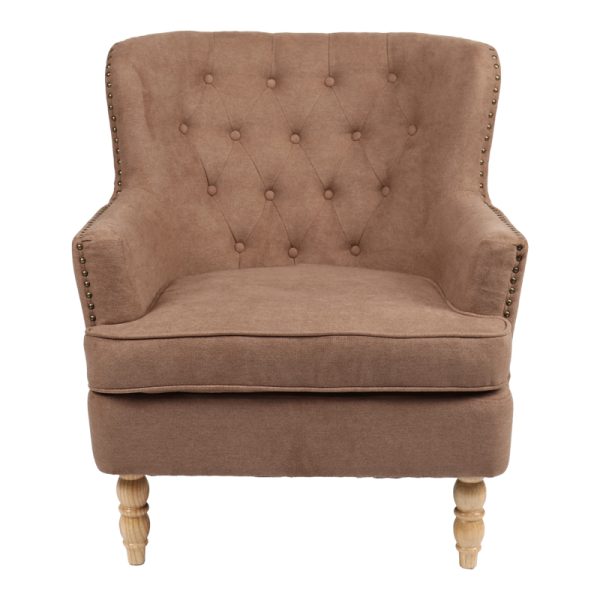 255 000065 3 2 Armchair Keisi pakoworld brown fabric-natural wooden leg 81.5x84x92.5cmIndoor furniture > Living room armchairs