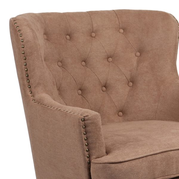 255 000065 4 2 Armchair Keisi pakoworld brown fabric-natural wooden leg 81.5x84x92.5cmIndoor furniture > Living room armchairs