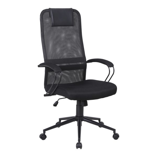 256 000013 6 Office chair Lord I pakoworld fabric in black shade-leg black metal 64x61x116-126cmOffice furniture > Labor office chairs