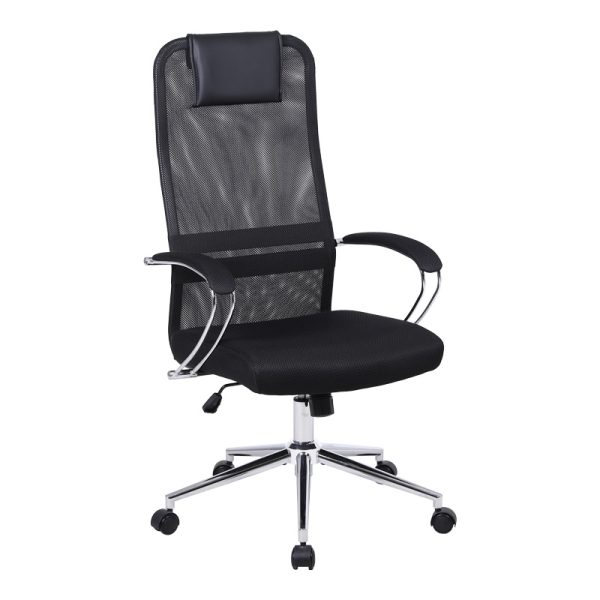 256 000014 6 Office chair Lord I pakoworld fabric in black shade-leg chrome metal 64x61x116-126cmOffice furniture > Labor office chairs