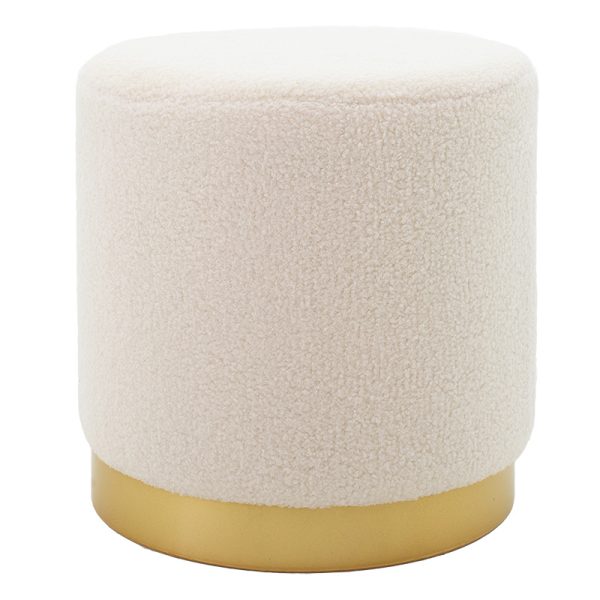 257 000007 13 Stool Dash pakoworld boucle cream-golden D35x35cmIndoor furniture > Stools