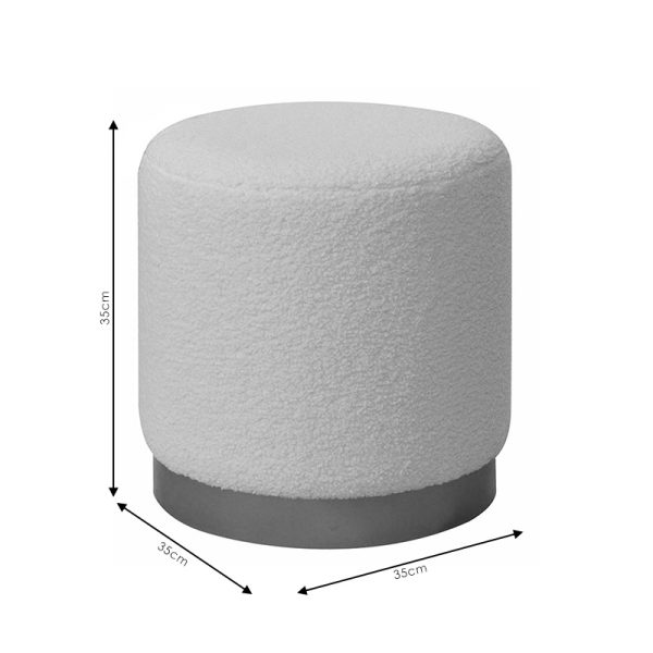 257 000007 2 12 Stool Dash pakoworld boucle cream-golden D35x35cmIndoor furniture > Stools