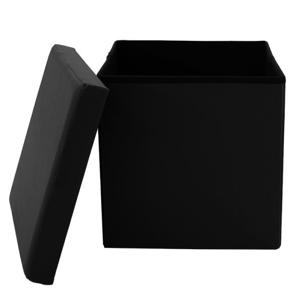 257 000012 2 8 Stool-trunk Crystal pakoworld pu black 38x38x38cmIndoor furniture > Stools