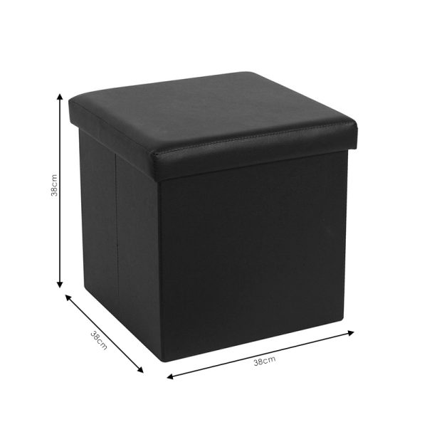 257 000012 4 8 Stool-trunk Crystal pakoworld pu black 38x38x38cmIndoor furniture > Stools