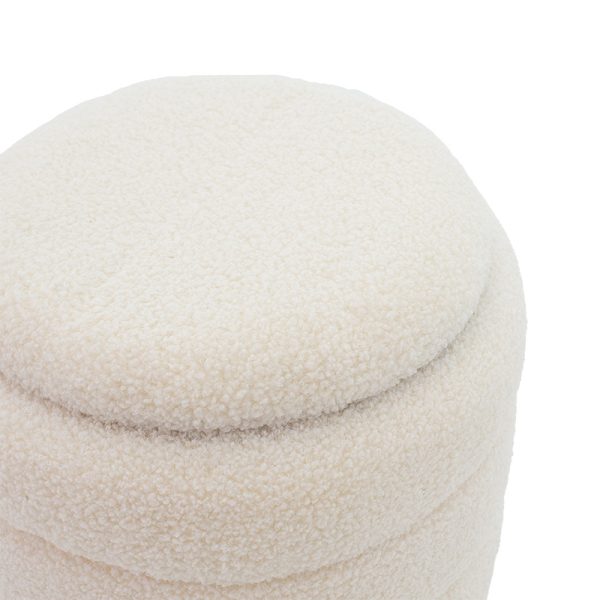 257 000014 2 6 Stool-trunk Dazzle pakoworld boucle cream-golden D36x44cmIndoor furniture > Stools