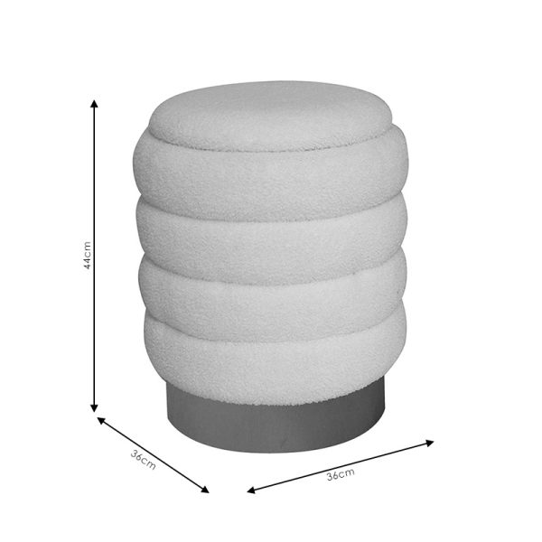 257 000014 3 6 Stool-trunk Dazzle pakoworld boucle cream-golden D36x44cmIndoor furniture > Stools