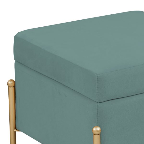 257 000016 2 5 Stool-trunk Panton pakoworld velvet in pistachio-golden color 40x40x36.5cmSPRING OFFERS