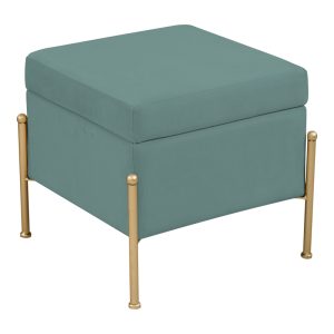 257 000016 7 Stool-trunk Panton pakoworld velvet in pistachio-golden color 40x40x36.5cmSPRING OFFERS