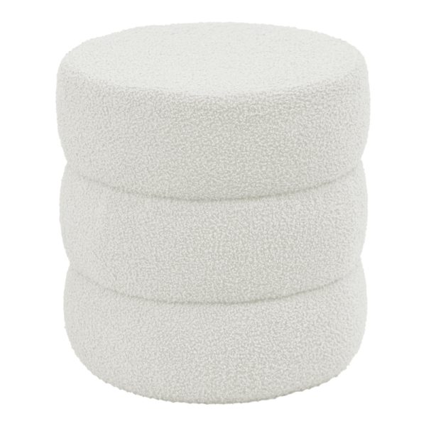 257 000020 12 Pouf stool Kioto pakoworld teddy fabric white D40x40cmIndoor furniture > Stools