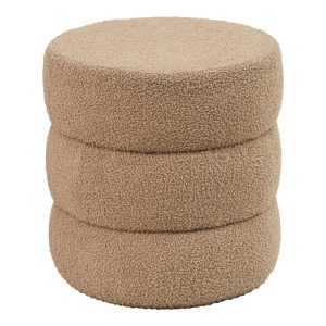257 000021 6 Pouf stool Kioto pakoworld teddy fabric brown D40x40cmIndoor furniture > Stools