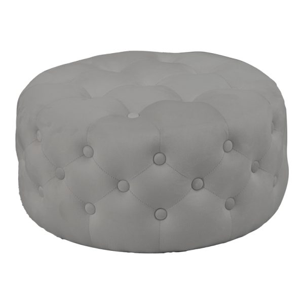 257 000023 5 Pouf stool Ferdia pakoworld velvet grey D59x28.5cmSPRING OFFERS