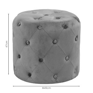 257 000024 2 6 Pouf stool Seval pakoworld velvet dark grey D49x47cmIndoor furniture > Stools
