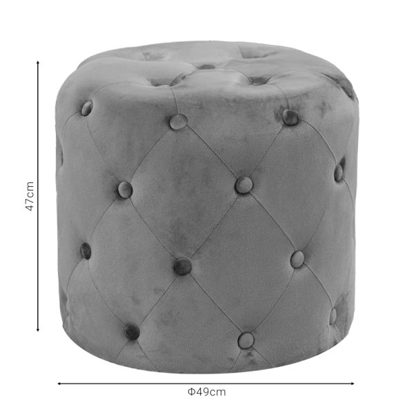 257 000024 2 6 Pouf stool Seval pakoworld velvet dark grey D49x47cmIndoor furniture > Stools