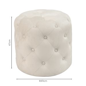 257 000025 2 3 Pouf stool Seval pakoworld velvet cream D49x47cmIndoor furniture > Stools