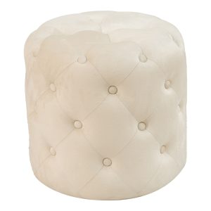 257 000025 4 Pouf stool Seval pakoworld velvet cream D49x47cmIndoor furniture > Stools