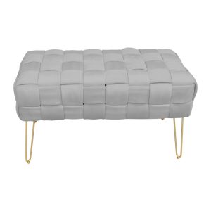 257 000031 2 4 Ottoman Wenzo pakoworld grey velvet 82x43x46cmIndoor furniture > Stools
