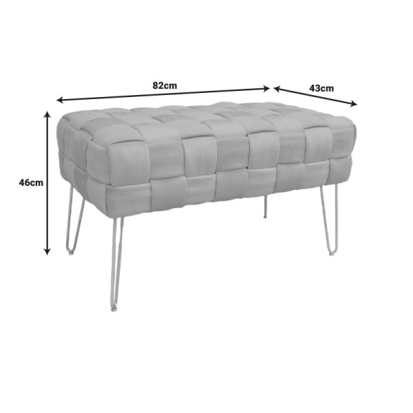 257 000031 3 4 Ottoman Wenzo pakoworld grey velvet 82x43x46cmIndoor furniture > Stools
