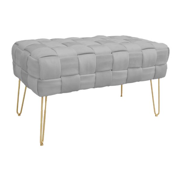257 000031 6 Ottoman Wenzo pakoworld grey velvet 82x43x46cmIndoor furniture > Stools