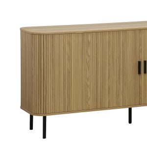 260 000005 2 9 Buffet Scandi pakoworld MDF natural color with black metal legs 170x45x80cmIndoor furniture > Buffets