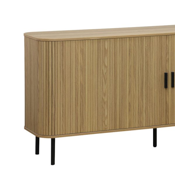 260 000005 2 9 Buffet Scandi pakoworld MDF natural color with black metal legs 170x45x80cmIndoor furniture > Buffets