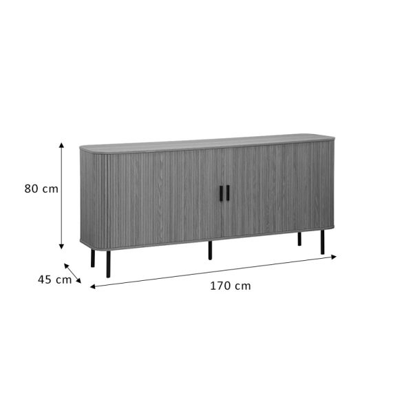 260 000005 4 9 Buffet Scandi pakoworld MDF natural color with black metal legs 170x45x80cmIndoor furniture > Buffets