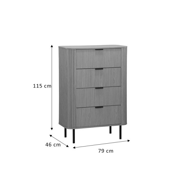 260 000011 4 5 Chest of 4 drawers Scandi pakoworld in natural color 79x46x115cmIndoor furniture > Drawers-consoles