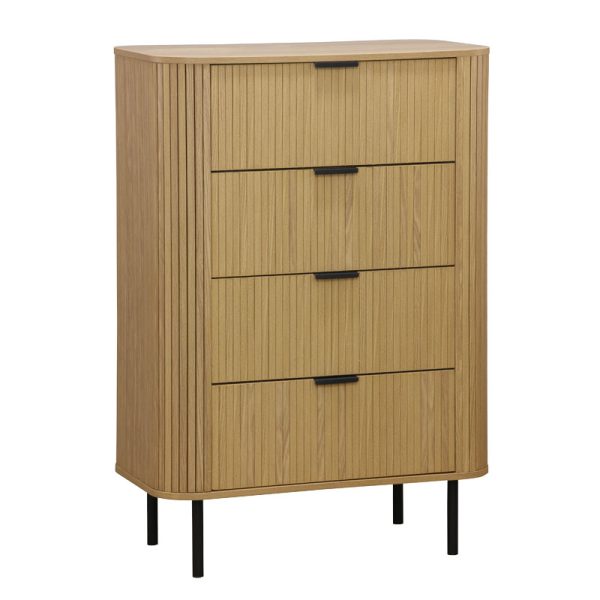 260 000011 8 Chest of 4 drawers Scandi pakoworld in natural color 79x46x115cmIndoor furniture > Drawers-consoles