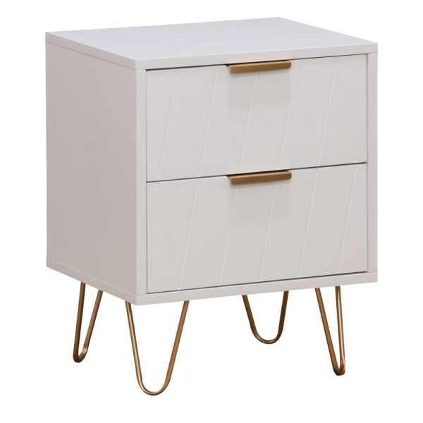 260 000013 13 Nightstand Culture pakoworld with 2 drawers in white color with golden legs 40x35x52cmIndoor furniture > Bedside tables