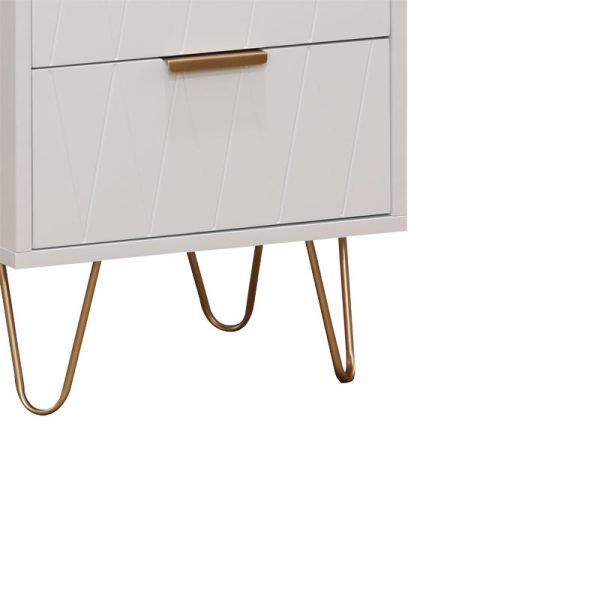 260 000013 2 11 Nightstand Culture pakoworld with 2 drawers in white color with golden legs 40x35x52cmIndoor furniture > Bedside tables