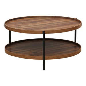 260 000018 12 Coffee table Portogie pakoworld mdf walnut - metal black D80x40cmIndoor furniture > Coffee tables