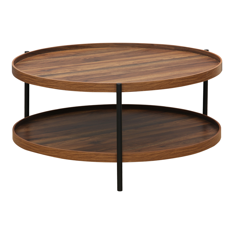 260 000018 12 Coffee table Portogie pakoworld mdf walnut - metal black D80x40cmIndoor furniture > Coffee tables