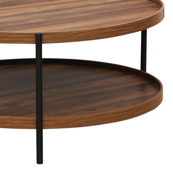 260 000018 2 10 Coffee table Portogie pakoworld mdf walnut - metal black D80x40cmIndoor furniture > Coffee tables